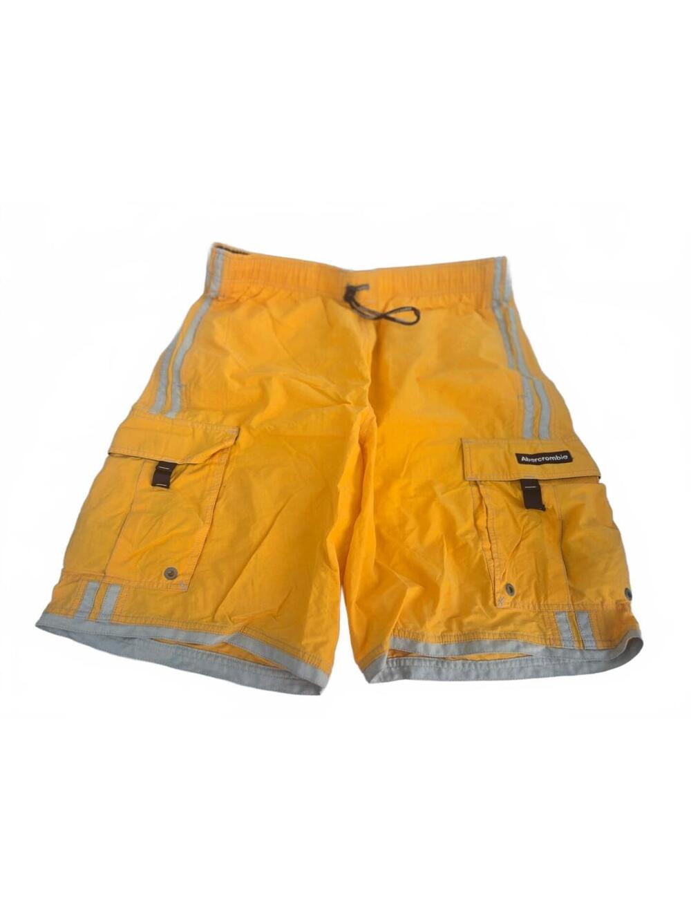 Abercrombie & Fitch Men's XL Yellow Cargo Swim Shorts with Reflective Trim